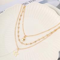 Multi Layer Necklace Zinc Alloy Star plated three layers & fashion jewelry & for woman nickel lead & cadmium free Sold By PC