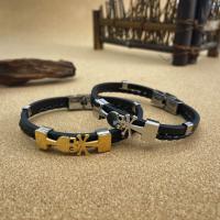 PU Leather Cord Bracelets with 304 Stainless Steel handmade fashion jewelry & for man nickel lead & cadmium free 0.8CM Length Approx 21 cm Sold By PC