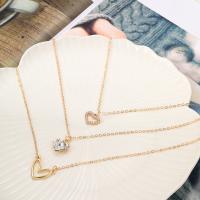 Zinc Alloy Jewelry Necklace fashion jewelry & for woman & with rhinestone gold nickel lead & cadmium free Sold By PC
