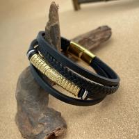 PU Cord Armband, med 304 rostfritt stål, handgjord, mode smycken & för människan, nickel, bly och kadmium gratis, 1CM, Längd Ca 21 cm, Säljs av PC