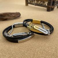 PU Leather Cord Bracelets, with 304 Stainless Steel, handmade, fashion jewelry & for man, more colors for choice, nickel, lead & cadmium free, 1.2CM, Length:Approx 21 cm, Sold By PC