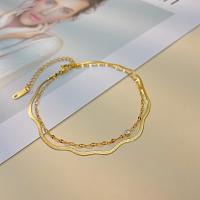 Stainless Steel Anklet, 304 Stainless Steel, with 6.5CM extender chain, fashion jewelry & micro pave cubic zirconia & for woman, gold, nickel, lead & cadmium free, Length:Approx 20 cm, Sold By PC