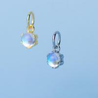 925 Sterling Silver Pendant, with Moonstone, plated, DIY, more colors for choice, 5mm, Sold By PC