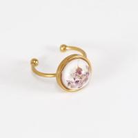 Resin Finger Ring, Brass, with Dried Flower, fashion jewelry & Unisex & different styles for choice & epoxy gel, nickel, lead & cadmium free, Approx 12PCs/Lot, Sold By Lot