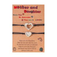 304 Stainless Steel Bracelet Set with Wax Cord Heart 2 pieces & for woman & hollow Length Approx 6.3-11.8 Inch Sold By Set
