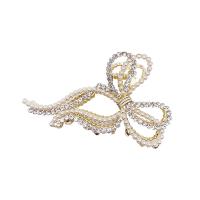 Tibetan Style Hair Claw Clip, with Plastic Pearl, gold color plated, different styles for choice & for woman & with rhinestone, 115mm, Sold By PC