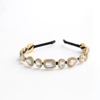 Crystal Hair Band, with Cloth & Tibetan Style, gold color plated, for woman & with rhinestone, more colors for choice, 315mm, 6mm, Sold By PC
