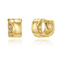 Zinc Alloy Huggie Hoop Earring plated for woman & with rhinestone Sold By Pair