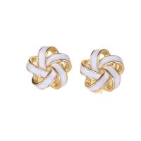 Brass Stud Earring, Flower, 14K gold plated, for woman & epoxy gel & hollow, more colors for choice, 17mm, Sold By Pair