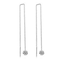 Brass Thread Through Earrings Teardrop plated micro pave cubic zirconia & for woman Sold By Pair