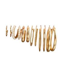 Jern Stud Earring Set, med Plastic Pearl & Zinc Alloy, guldfarve belagt, mode smykker & forskellige stilarter for valg & for kvinde, 20-48mm, Solgt af sæt