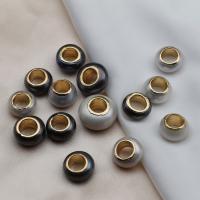 Freshwater Pearl Europeiska stora hål pärlor, med Mässing, hög kvalitet klädd och aldrig blekna, DIY, fler färger för val, 14-17mm, Säljs av PC