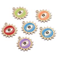 Evil Eye Pendants, Tibetan Style, KC gold color plated, DIY & enamel, more colors for choice, nickel, lead & cadmium free, 19x21mm, Approx 100PCs/Bag, Sold By Bag
