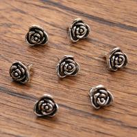 Tibetan Style Flower Pendants, Rose, antique silver color plated, vintage & DIY, nickel, lead & cadmium free, 6x8mm, Approx 100PCs/Bag, Sold By Bag