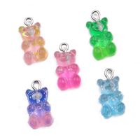 Resin Pendant, Bear, gradient color & DIY, more colors for choice, 11x21mm, Approx 100PCs/Bag, Sold By Bag