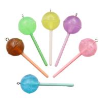 Resin Pendant, Lollipop, cute & DIY & luminated, more colors for choice, 22x65mm, Approx 100PCs/Bag, Sold By Bag