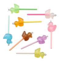 Resin Pendant, Lollipop, cute & DIY & luminated, more colors for choice, 22x68mm, Approx 100PCs/Bag, Sold By Bag