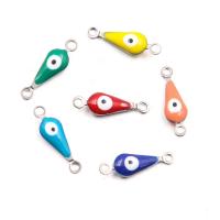 Evil Eye Connector, 304 Stainless Steel, Teardrop, DIY & enamel & 1/1 loop, more colors for choice, 5x15mm, Approx 100PCs/Bag, Sold By Bag