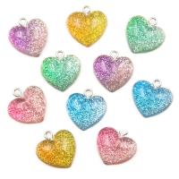 Resin Pendant, Heart, DIY, more colors for choice, 18x20mm, Approx 100PCs/Bag, Sold By Bag