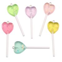 Resin Pendant, Lollipop, DIY, more colors for choice, 19x57mm, Approx 100PCs/Bag, Sold By Bag