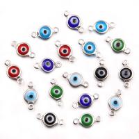 Evil Eye -Anschluss, 304 Edelstahl, flache Runde, DIY & Emaille & 1/1-Schleife, keine, 7x13mm, ca. 100PCs/Tasche, verkauft von Tasche