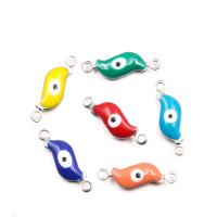 Evil Eye Connector, 304 Stainless Steel, DIY & enamel & 1/1 loop, more colors for choice, 5x16mm, Approx 100PCs/Bag, Sold By Bag