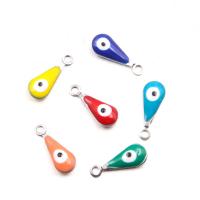 Evil Eye Pendants, 304 Stainless Steel, Teardrop, DIY & enamel, more colors for choice, 5x12mm, Approx 100PCs/Bag, Sold By Bag