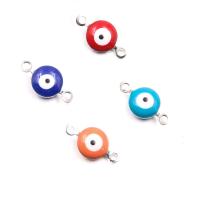 Evil Eye Connector, 304 Stainless Steel, Flat Round, DIY & enamel & 1/1 loop, more colors for choice, 7x13mm, Approx 100PCs/Bag, Sold By Bag