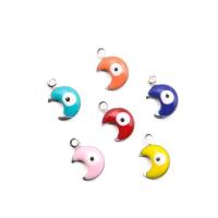 Evil Eye Pendants, 304 Stainless Steel, Moon, DIY & enamel, more colors for choice, 7x11mm, Approx 100PCs/Bag, Sold By Bag