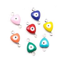 Evil Eye Connector, 304 Stainless Steel, Heart, DIY & enamel & 1/1 loop, more colors for choice, 7x13mm, Approx 100PCs/Bag, Sold By Bag