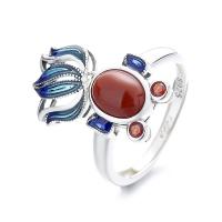 Solidny srebrny pierścień, 925 Srebro, ze Yunnan Red Agate, Złota rybka, biżuteria moda & różne style do wyboru & dla kobiety, bez zawartości niklu, ołowiu i kadmu, sprzedane przez PC