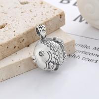 925 Sterling Silver Pendant, 990 Sterling Silver, Fish, Antique finish, DIY, nickel, lead & cadmium free, 22x24mm, Sold By PC