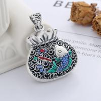 925 Sterling Silver Pendant, 990 Sterling Silver, Money Bag, Antique finish, DIY & epoxy gel, nickel, lead & cadmium free, 37mm, Sold By PC