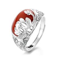 Solidny srebrny pierścień, 925 Srebro, ze Yunnan Red Agate, biżuteria moda & dla kobiety, bez zawartości niklu, ołowiu i kadmu, 12mm, sprzedane przez PC