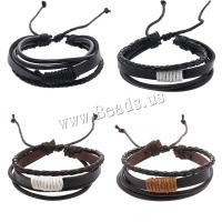 PU Leather Cord Bracelets, with Wax Cord, handmade, vintage & adjustable & for man, more colors for choice, Length:Approx 18-23 cm, Sold By PC