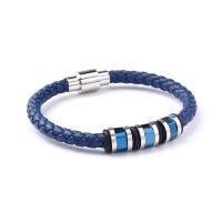 PU Leather Cord Bracelets, with 304 Stainless Steel, Vacuum Ion Plating, vintage & for man, more colors for choice, Length 21 cm, Sold By PC