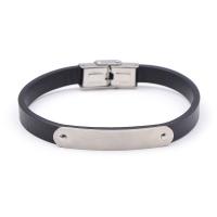 PU Leather Cord Bracelets, with 304 Stainless Steel, Vacuum Ion Plating, vintage & for man, more colors for choice, Length:21 cm, Sold By PC