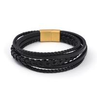 Bracelets cordon PU, cuir PU, avec Acier inoxydable 304, Vintage & pour homme, plus de couleurs à choisir, Longueur:21 cm, Vendu par PC