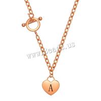 Titanium Steel Necklace Heart light rose gold color plated fashion jewelry & for woman Length Approx 45 cm Sold By PC
