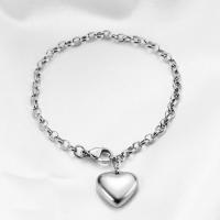 Titanium Steel Bracelet & Bangle, Heart, polished, fashion jewelry & for woman, more colors for choice, Length:Approx 18 cm, Sold By PC