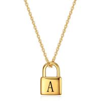 Titanium Steel Necklace, Lock, gold color plated, fashion jewelry & different designs for choice & for woman, more colors for choice, 12x19mm, Length:Approx 50 cm, Sold By PC