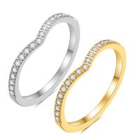 Titantium Steel δάχτυλο του δακτυλίου, Titanium Steel, επιχρυσωμένο, κοσμήματα μόδας & για τη γυναίκα & με στρας, περισσότερα χρώματα για την επιλογή, 2mm, Sold Με PC