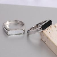 Titantium Steel fingerring, Titanium Stål, med White Shell, mode smykker & for kvinde & emalje, flere farver til valg, 5mm, Solgt af PC