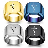 Titanium Steel Finger Ring, plated, fashion jewelry & Unisex, more colors for choice, 17mm, Sold By PC