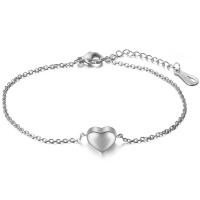 Titanium Steel Bracelet & Bangle, with 4CM extender chain, Heart, plated, fashion jewelry & for woman, more colors for choice, 11x9mm, Length:Approx 18 cm, Sold By PC