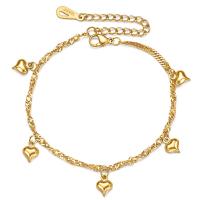 Bracelet d'acier titane, avec 5CM chaînes de rallonge, coeur, Placage, bijoux de mode & pour femme, plus de couleurs à choisir, Longueur:Environ 17 cm, Vendu par PC