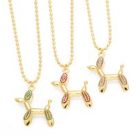 Cubic Zircon Micro Pave Brass Necklace, with 5cm extender chain, Dog, plated, fashion jewelry & micro pave cubic zirconia, more colors for choice, nickel, lead & cadmium free, 31x30mm, Length:45 cm, Sold By PC