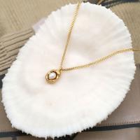 Edelstahl Schmuck Halskette, 304 Edelstahl, mit Kunststoff Perlen, mit Verlängerungskettchen von 5CM, plattiert, Modeschmuck & für Frau, Goldfarbe, frei von Nickel, Blei & Kadmium, Länge:ca. 45 cm, verkauft von PC