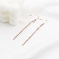 Stainless Steel Drop Earring 304 Stainless Steel plated fashion jewelry & for woman rose gold color nickel lead & cadmium free Sold By Pair