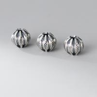 925 Sterling Silver Beads, Antique finish, DIY, silver color, 10.40mm, Hole:Approx 3.2mm, Sold By PC